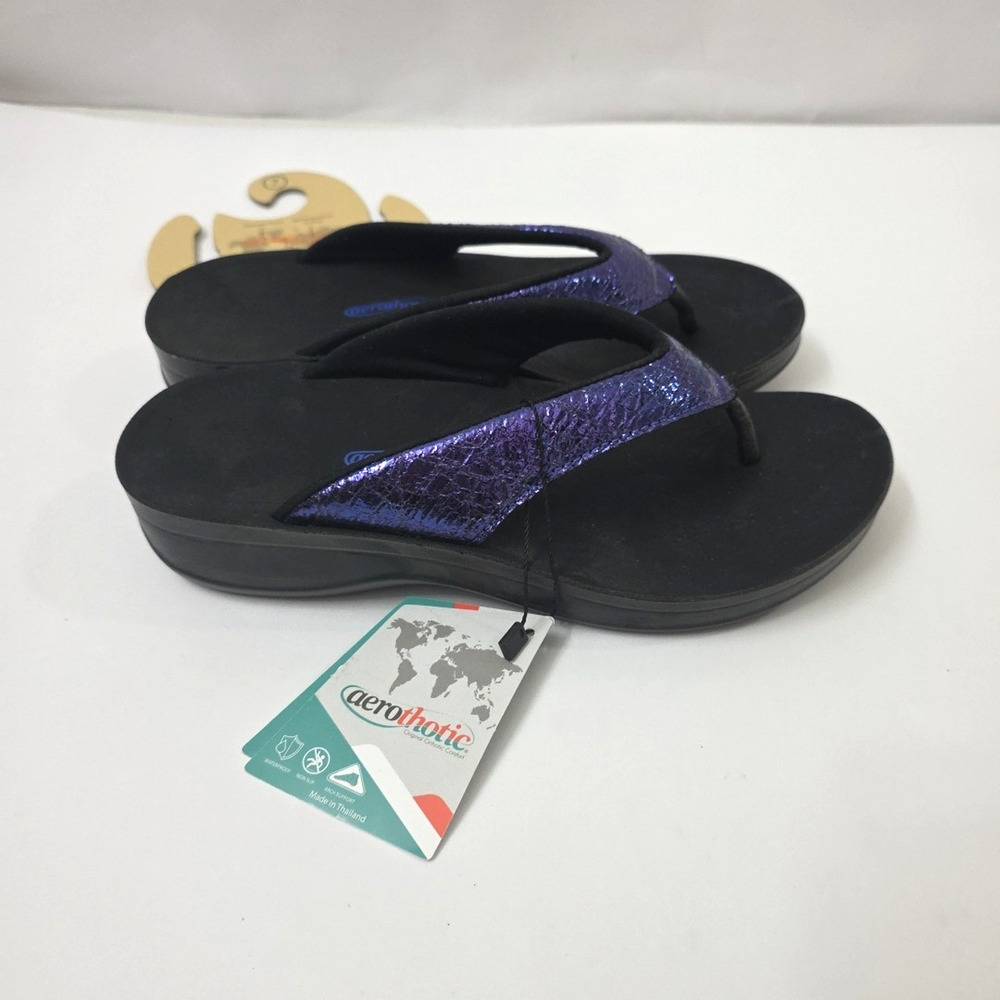Women's 7 Purple Orthotic Comfort Sandals With Arch Support Heel + Arch Support - Picture 6 of 11